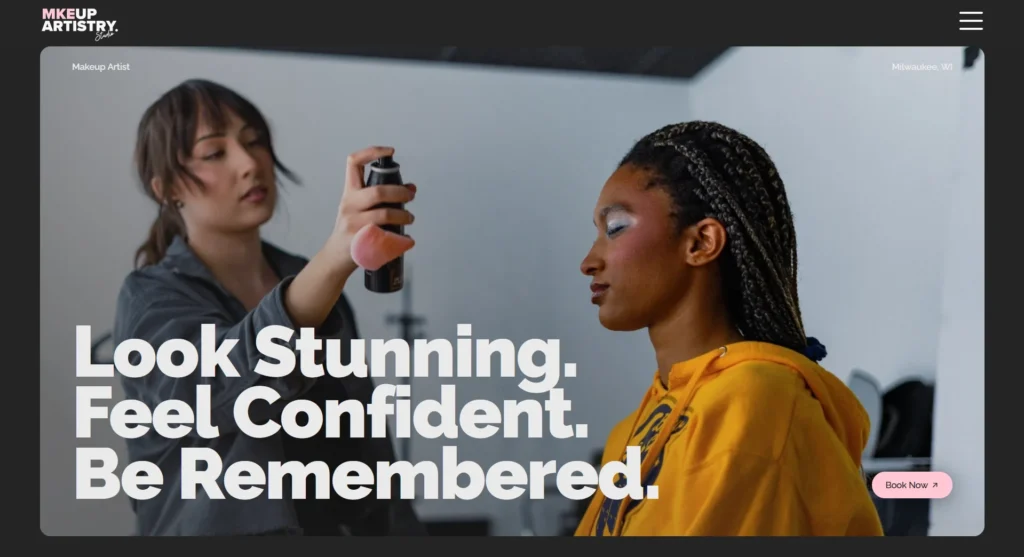 makeupartistry.studio homepage hero section